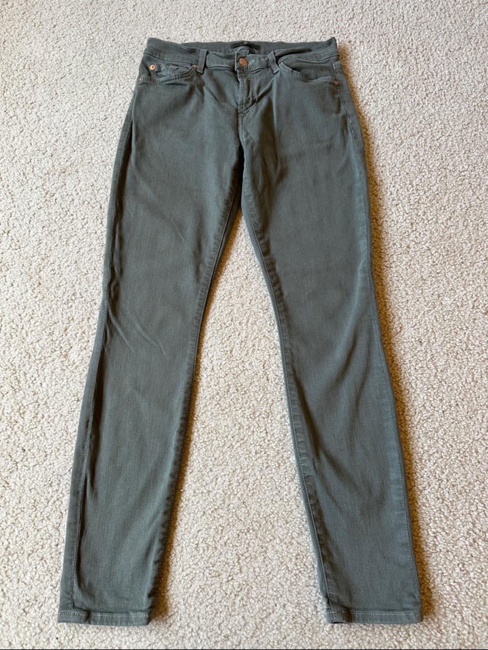 7 For All Mankind Olive Skinny Jeans 28